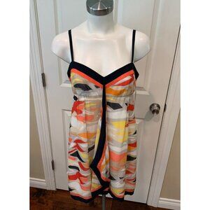 BCBG Max Azria Multicolor Geometric Patterned 100% Silk Shift Dress, Size 6